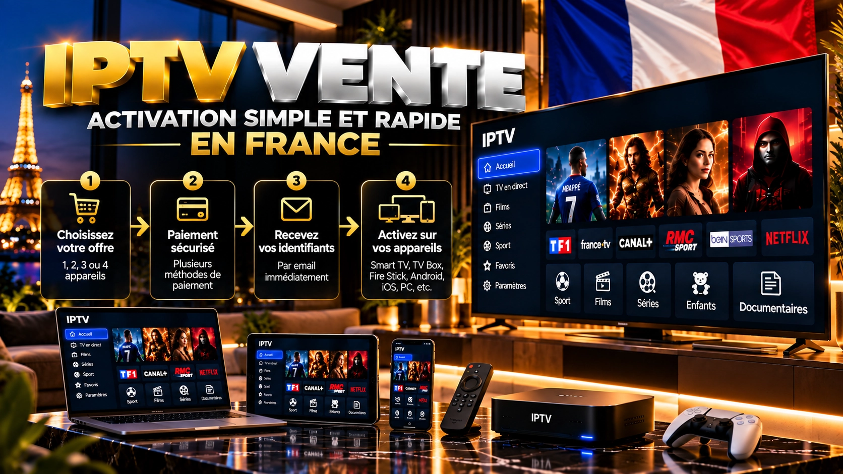 Étapes d’activation après l’achat d’un service IPTV